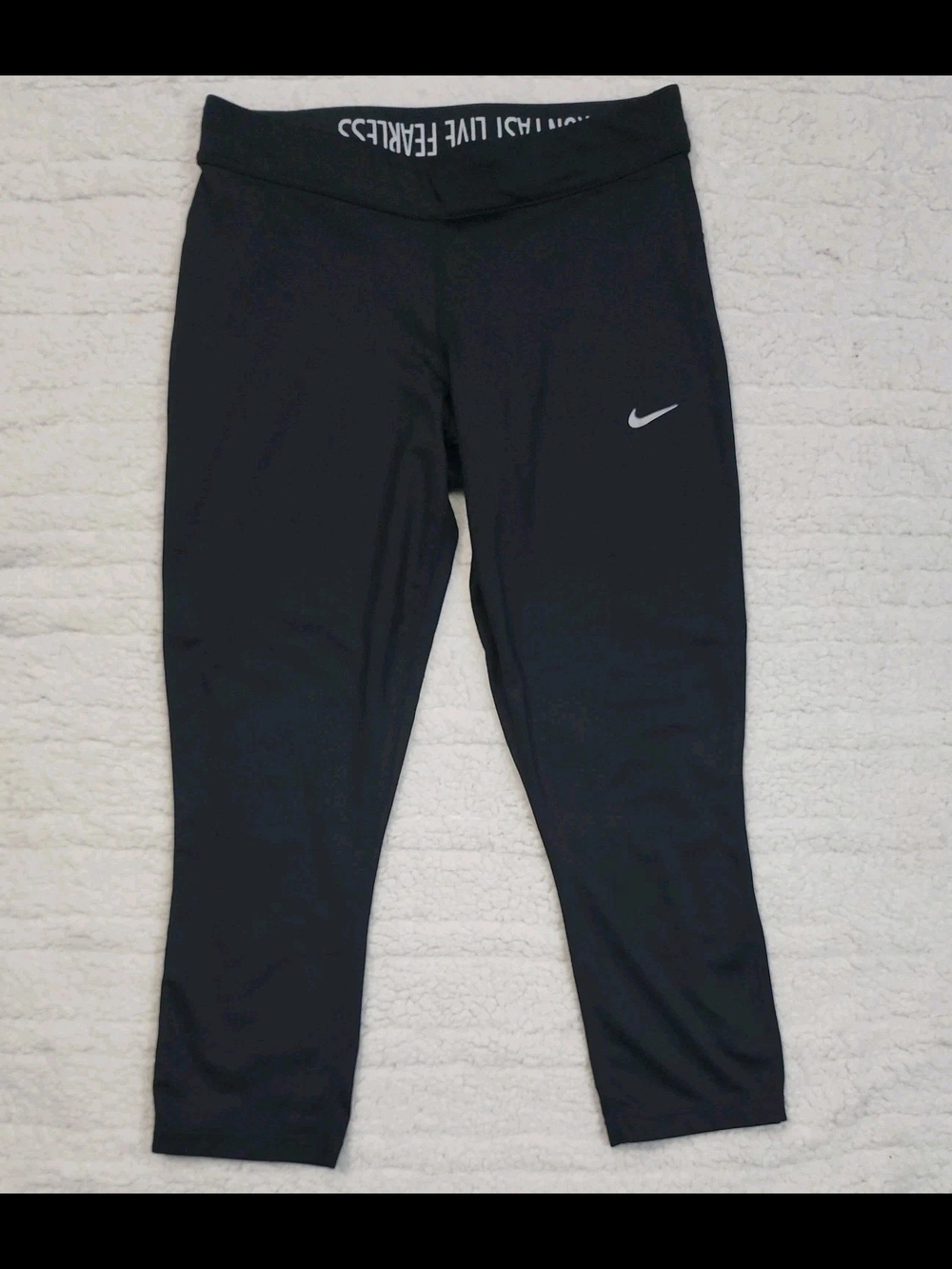 Nike Capri Pants Womens Medium Black Dri-fit Running Training Drawstring